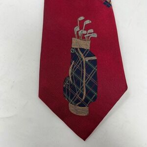 POLO Ralph Lauren Tie Men One Size Red Silk Golf Bag Plaid Made in USA Hand Made